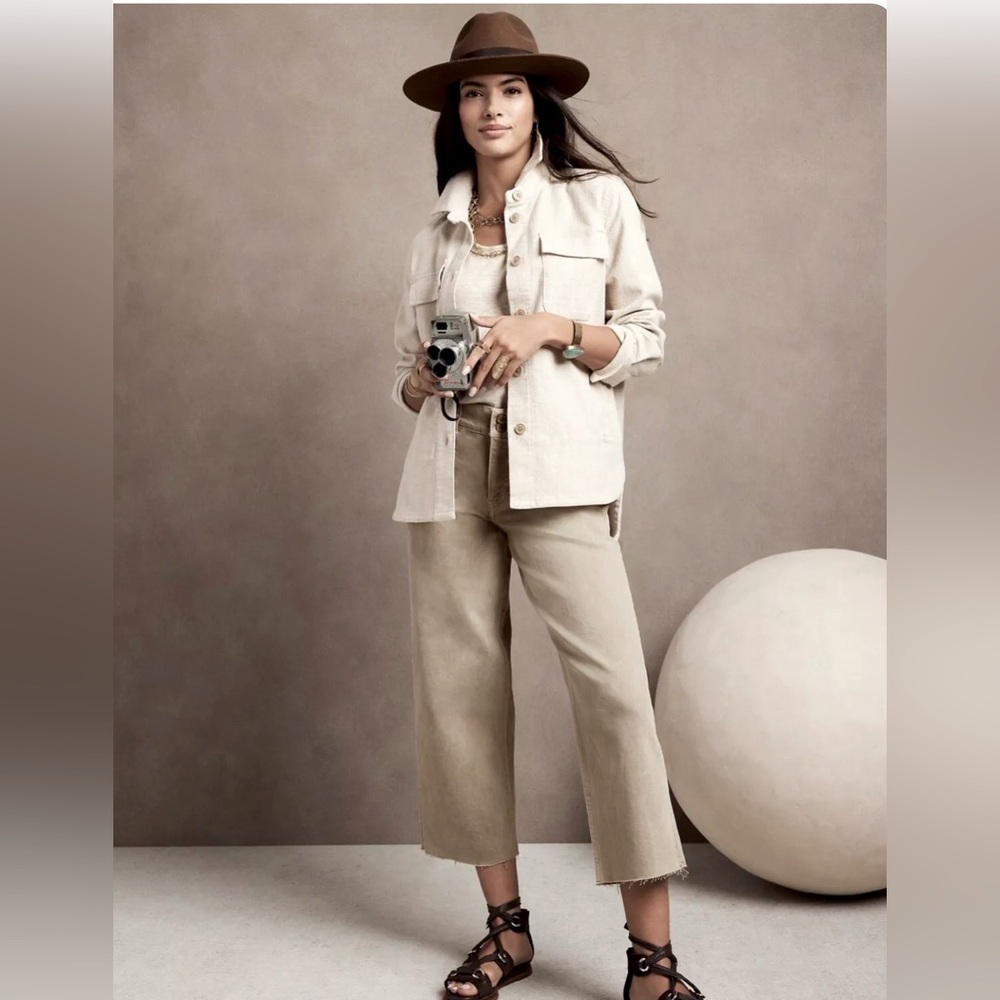 Banana Republic High-Rise Wide Leg Cropped Denim Pant